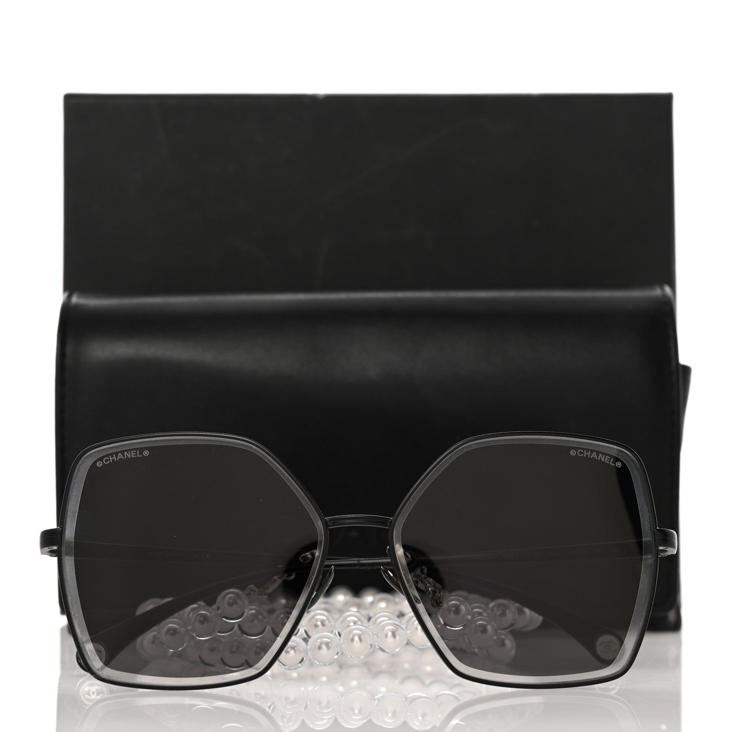 Chanel Metal Butterfly Removable Pearl Chain Sunglasses 4262 Black 8 of 8