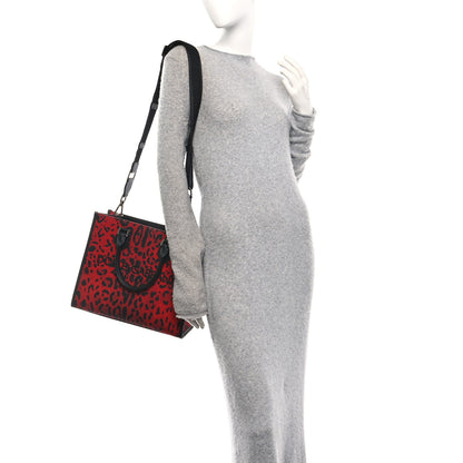 Dolce & Gabbana Dauphine Leopard Logo Market Bag Red Black 2 of 9