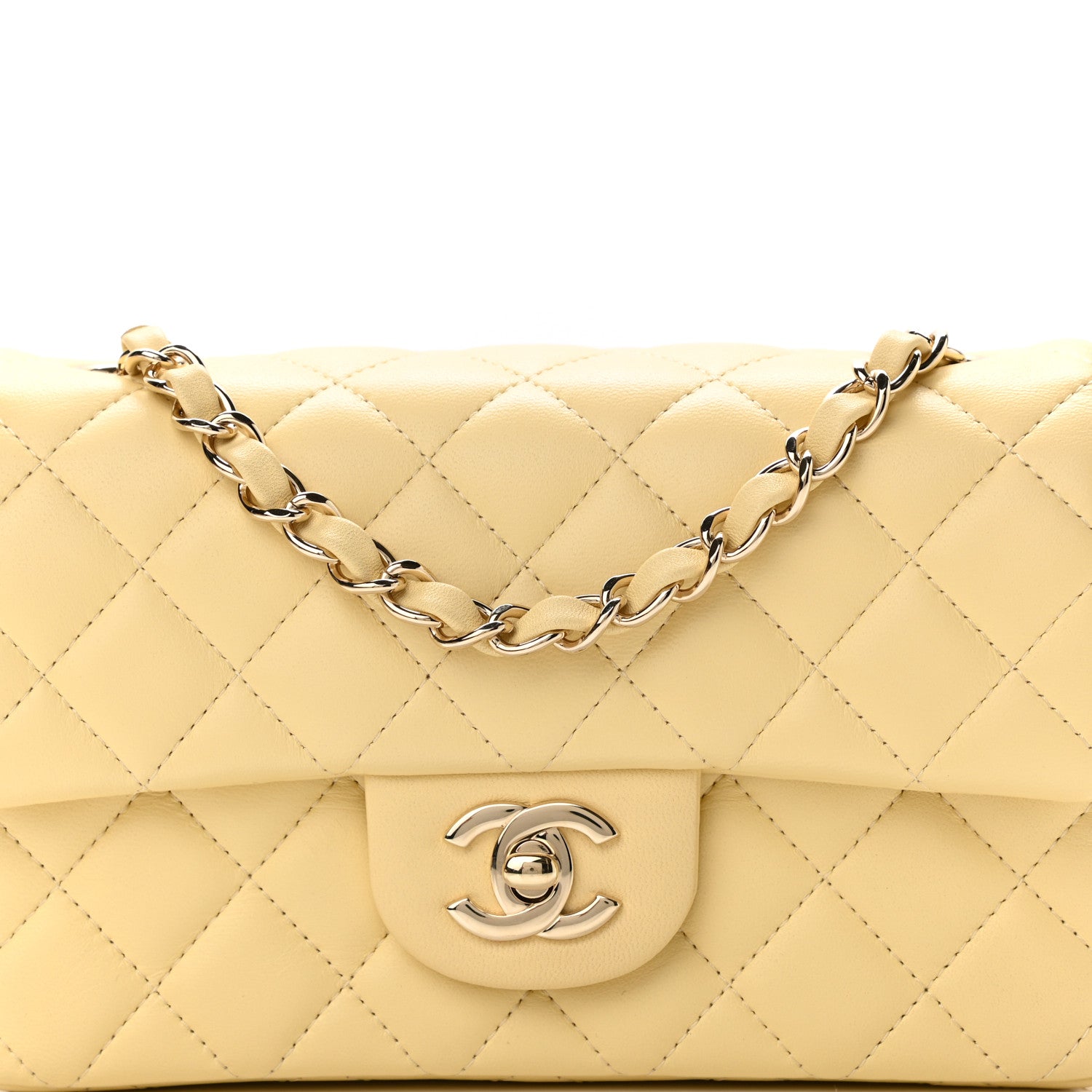 Chanel Lambskin Quilted Mini Rectangular Flap Yellow 8 of 11