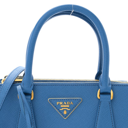 Prada Saffiano Lux Mini Galleria Double Zip Tote Azzurro 7 of 10