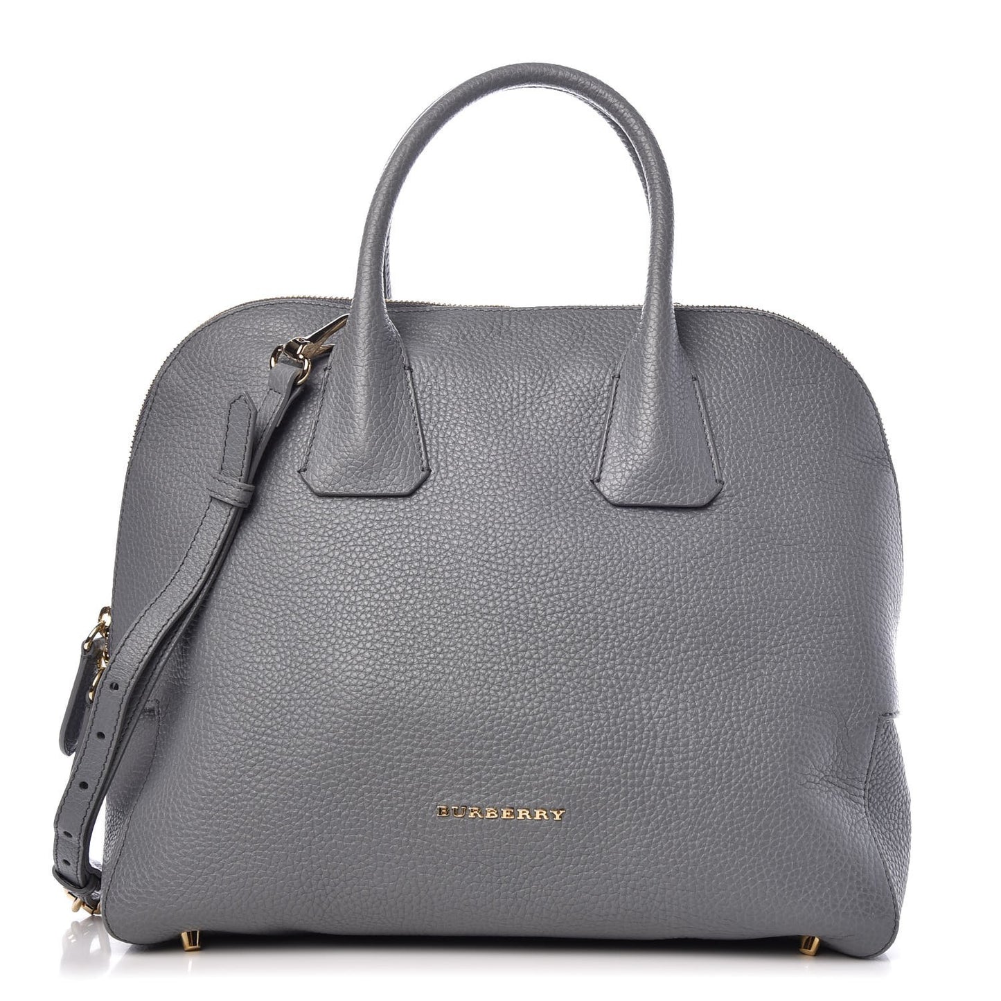 London Grainy Calfskin Medium Greenwood Bowling Bag Grey