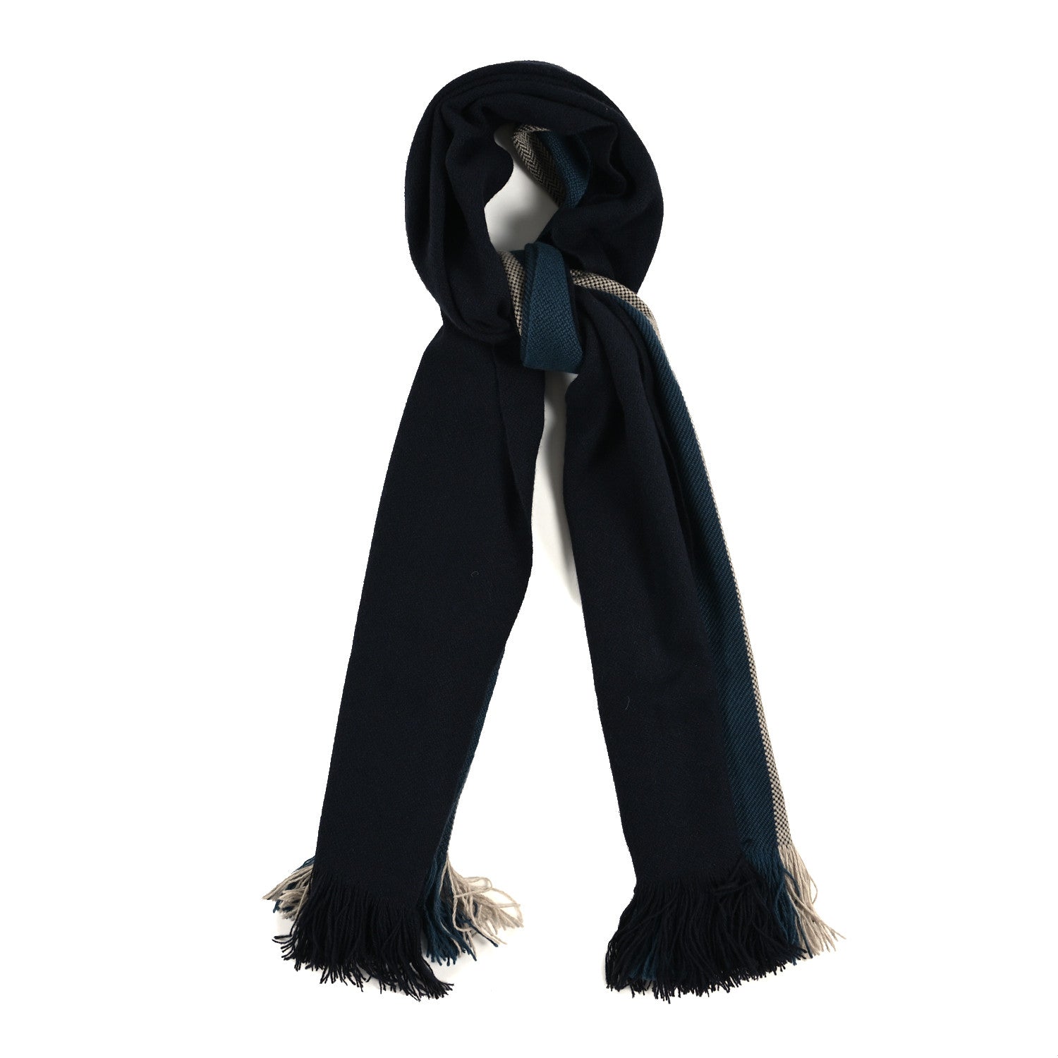 Hermes Cashmere Muffler Marine Naturel Rose 1 of 3