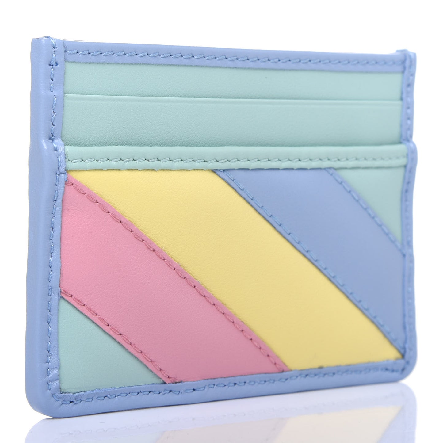 Calfskin Matelasse Diagonal GG Marmont Card Holder Wallet Multicolor Pastel