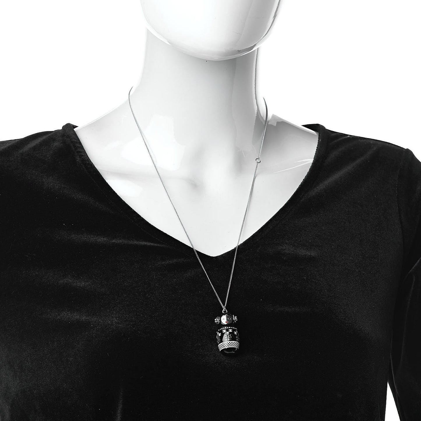Resin Matryoshka Russian Doll Necklace Black
