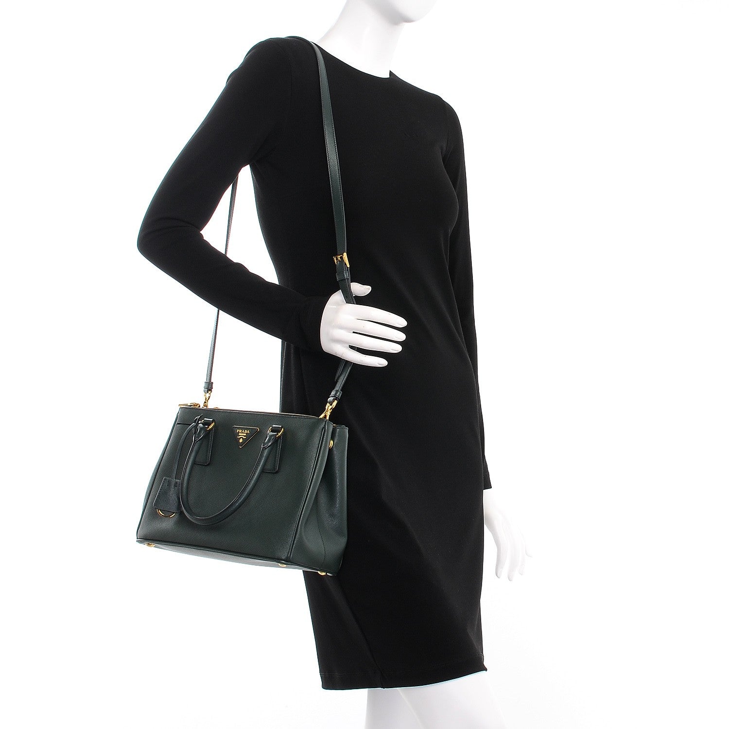 Prada Saffiano Small Galleria Double Zip Tote Smeraldo 2 of 9
