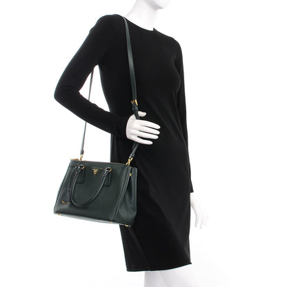 Prada Saffiano Small Galleria Double Zip Tote Smeraldo 2 of 9