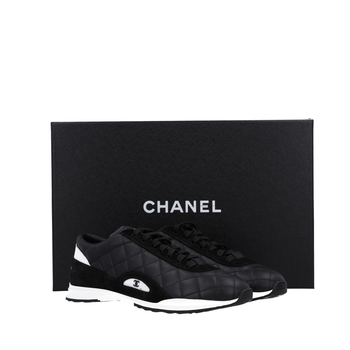 Chanel Suede Calfskin Quilted Sneakers 36.5 Black 3 of 12