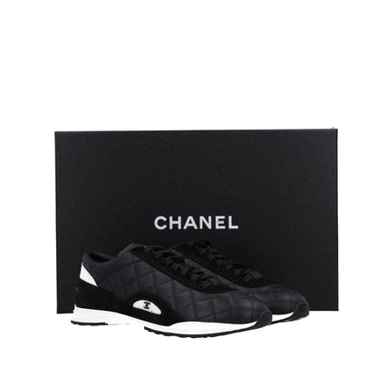 Chanel Suede Calfskin Quilted Sneakers 36.5 Black 3 of 12