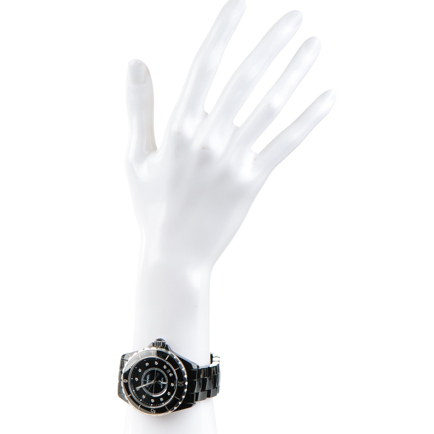 Chanel Stainless Steel Ceramic Diamond 38mm J12 Automatic Watch Black 2 of 8
