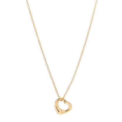 Tiffany 18K Yellow Gold 11mm Elsa Peretti Open Heart Pendant Necklace 1 of 6