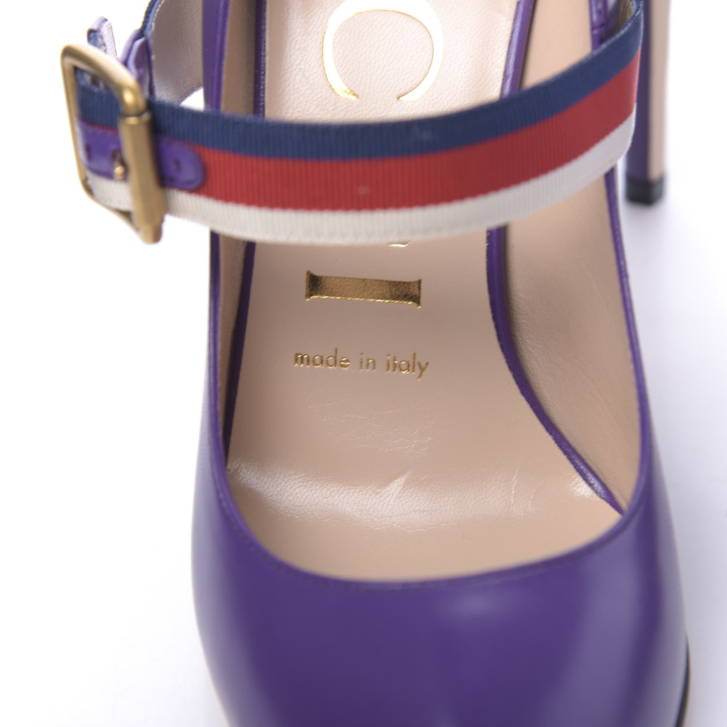 Gucci Malaga Kid Sylvie High Heel Pumps 36.5 Shine Purple 6 of 9