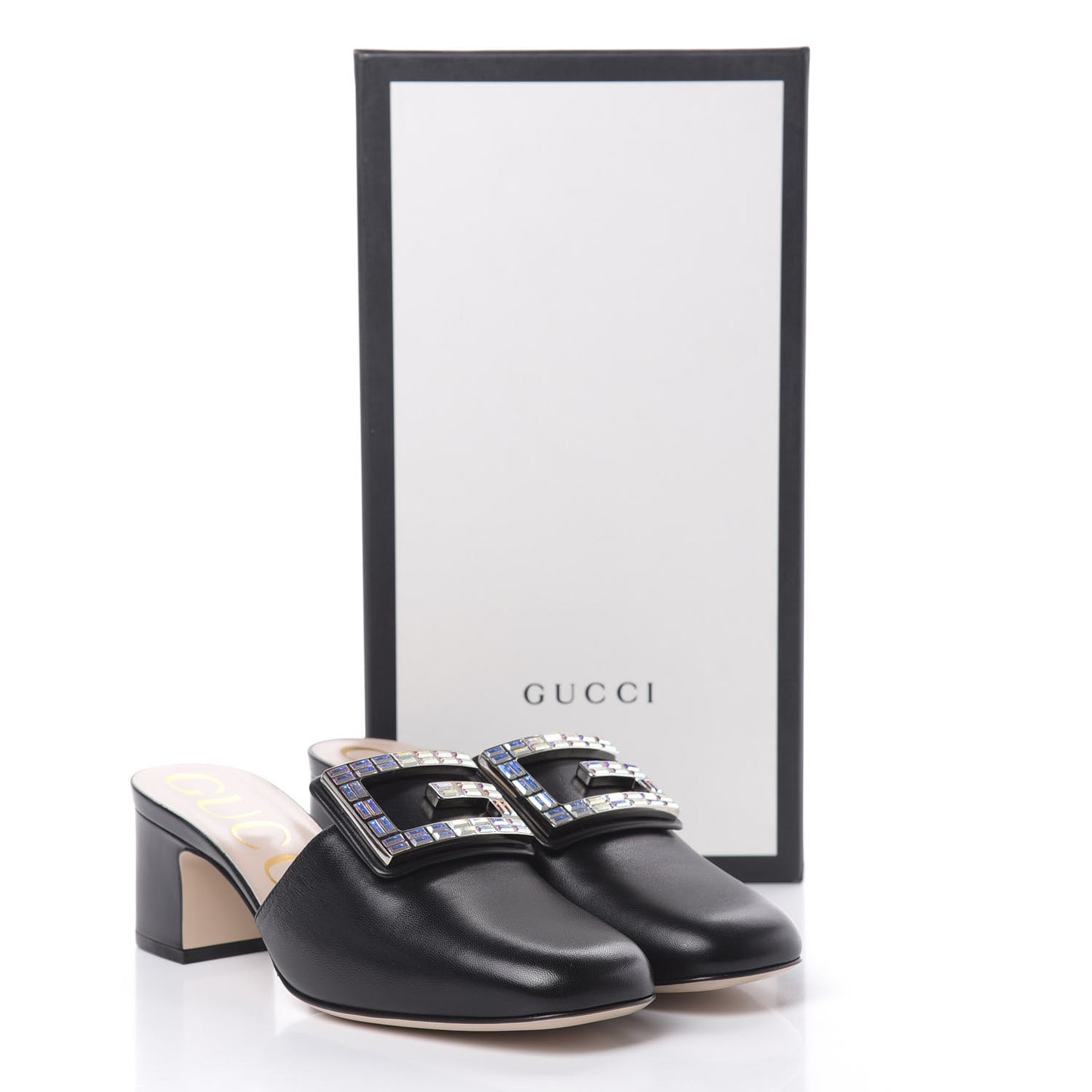 Malaga Kid Crystal Square G Madelyn Mules 36.5 Black