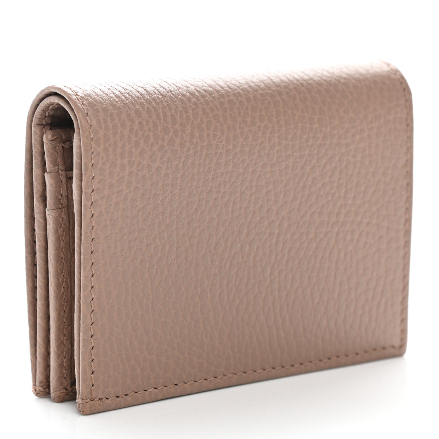 Pebbled Calfskin GG Marmont Card Case Porcelain Rose