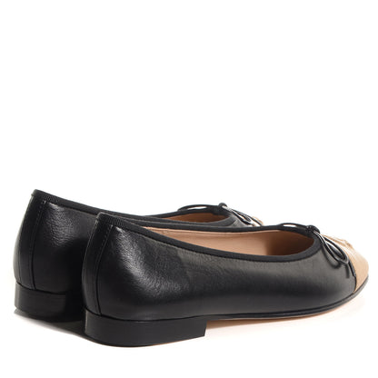 Chanel Calfskin CC Cap Toe Ballerina Flats Black Gold 37 4 of 8