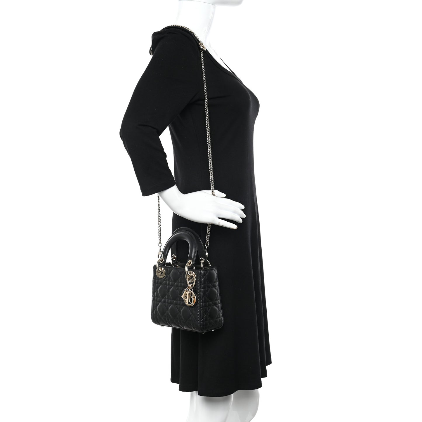 Lambskin Cannage Mini Lady Dior Black