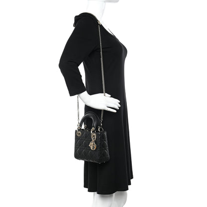 Christian Dior Lambskin Cannage Mini Lady Dior Black 2 of 10
