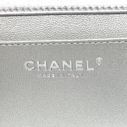 Chanel Metallic Lambskin Tie My Bow Flap Clutch With Chain Silver 6 of 10
