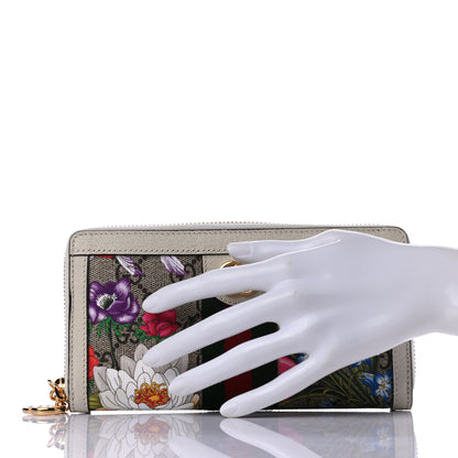 Gucci GG Supreme Monogram Flora Ophidia Zip Around Wallet White 2 of 7
