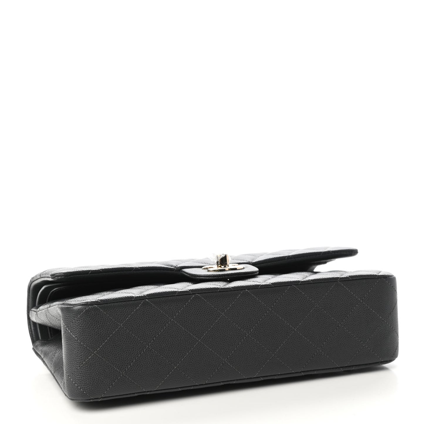 Caviar Quilted Medium Double Flap Dark Grey