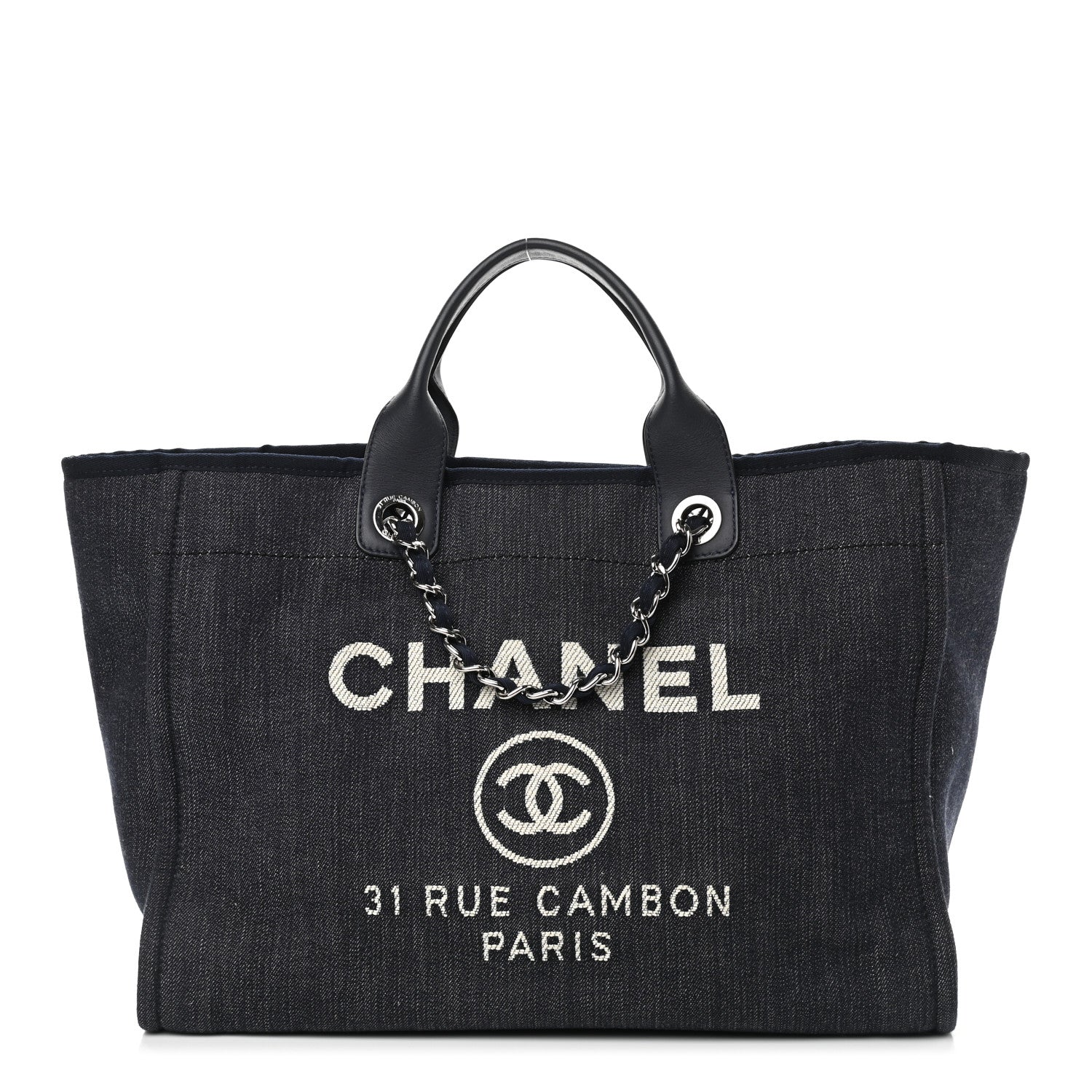 Chanel Denim Medium Deauville Tote Dark Blue 1 of 9