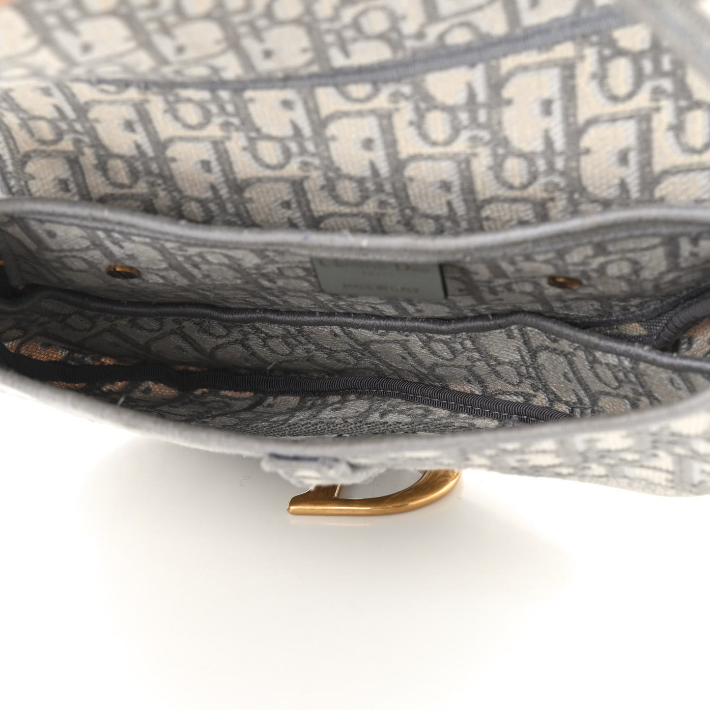 Oblique Embroidered Saddle Bag Gray