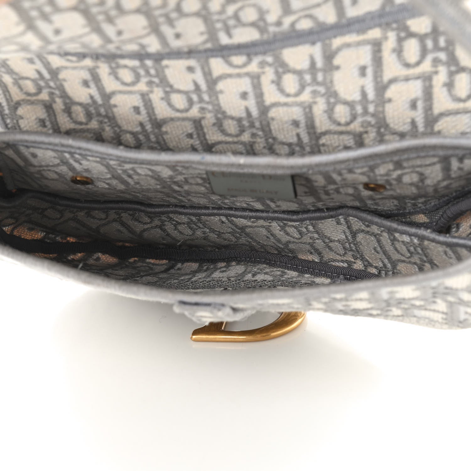 Christian Dior Oblique Embroidered Saddle Bag Gray 5 of 9