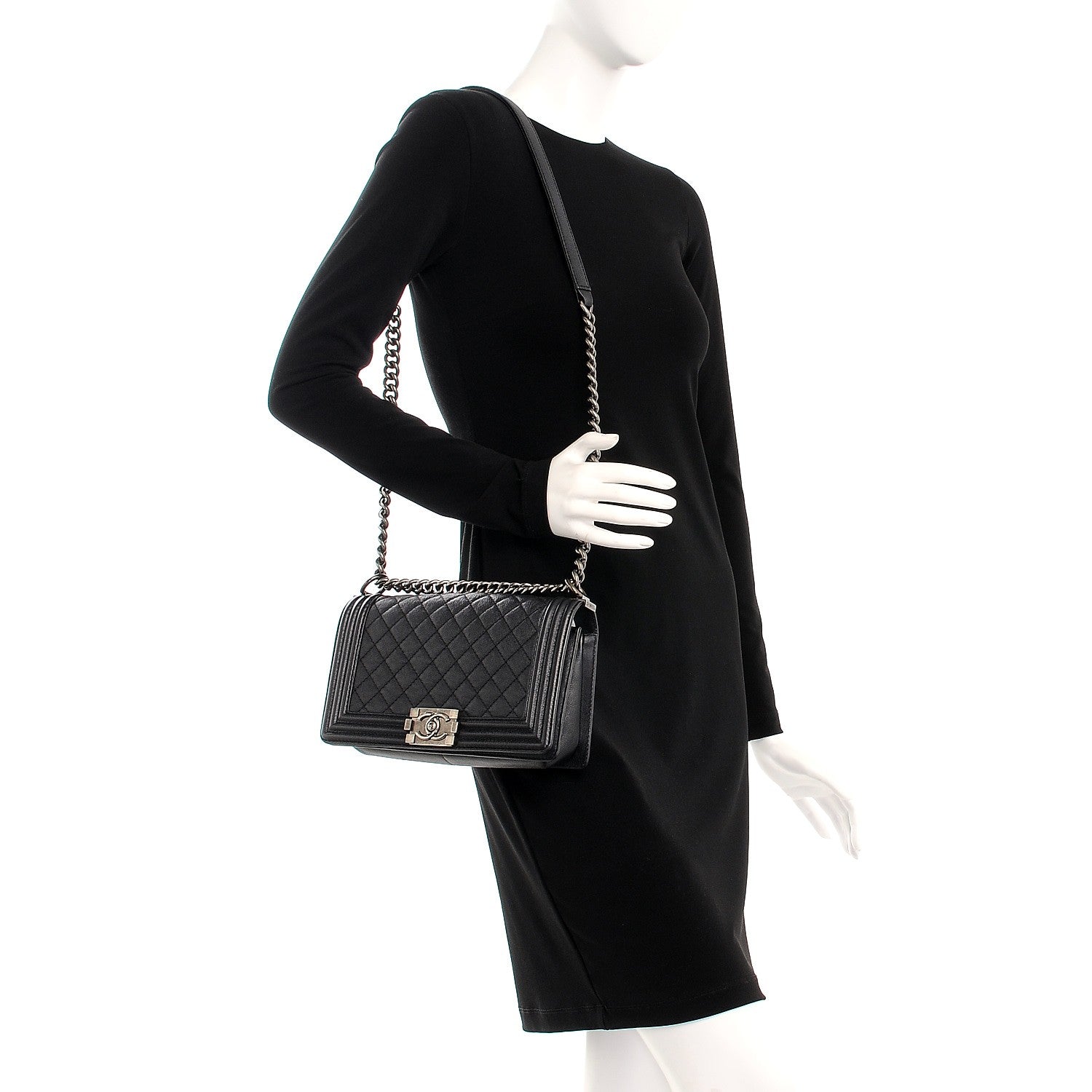 Chanel Calfskin Quilted Medium Boy Flap Black 2 of 9
