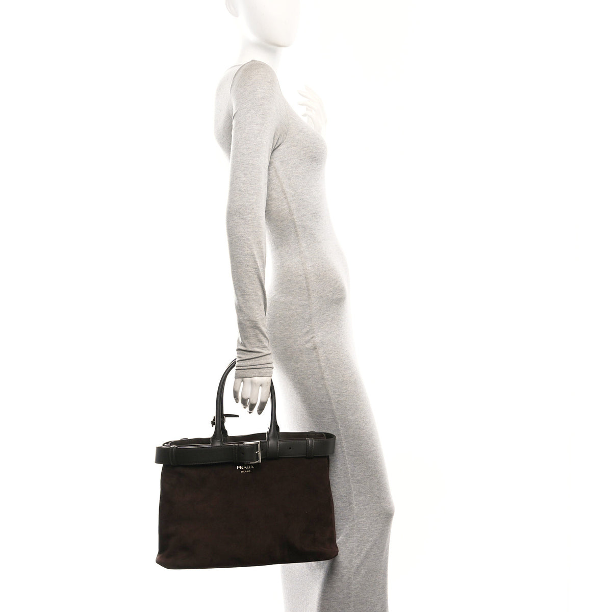 Scamosciato Large Buckle Bag With Belt Cacao