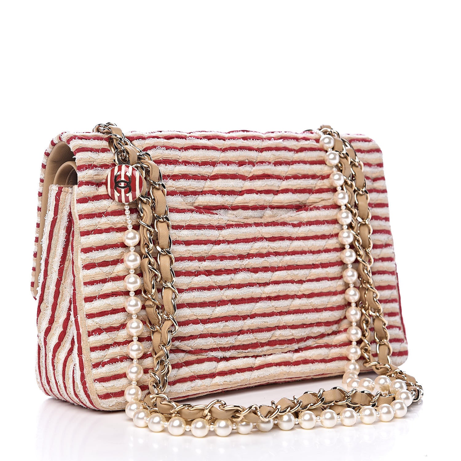 Chanel Jersey Quilted Medium Coco Sailor Flap Red White 3 of 17