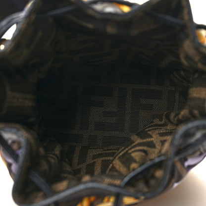 Fendi X VERSACE Silk Vitello Fendace FF Baroque Quilted Mini Mon Tresor Bucket Bag Gold Multicolor 5 of 13
