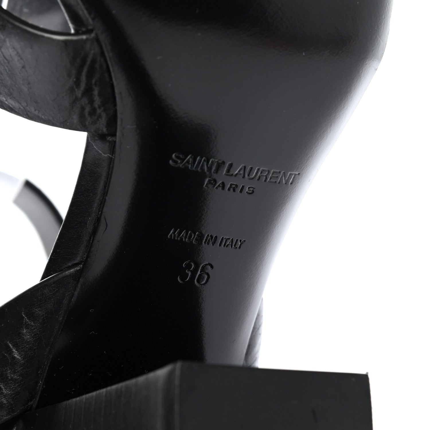Saint Laurent Calfskin Oak Sandals 36 Black 6 of 8