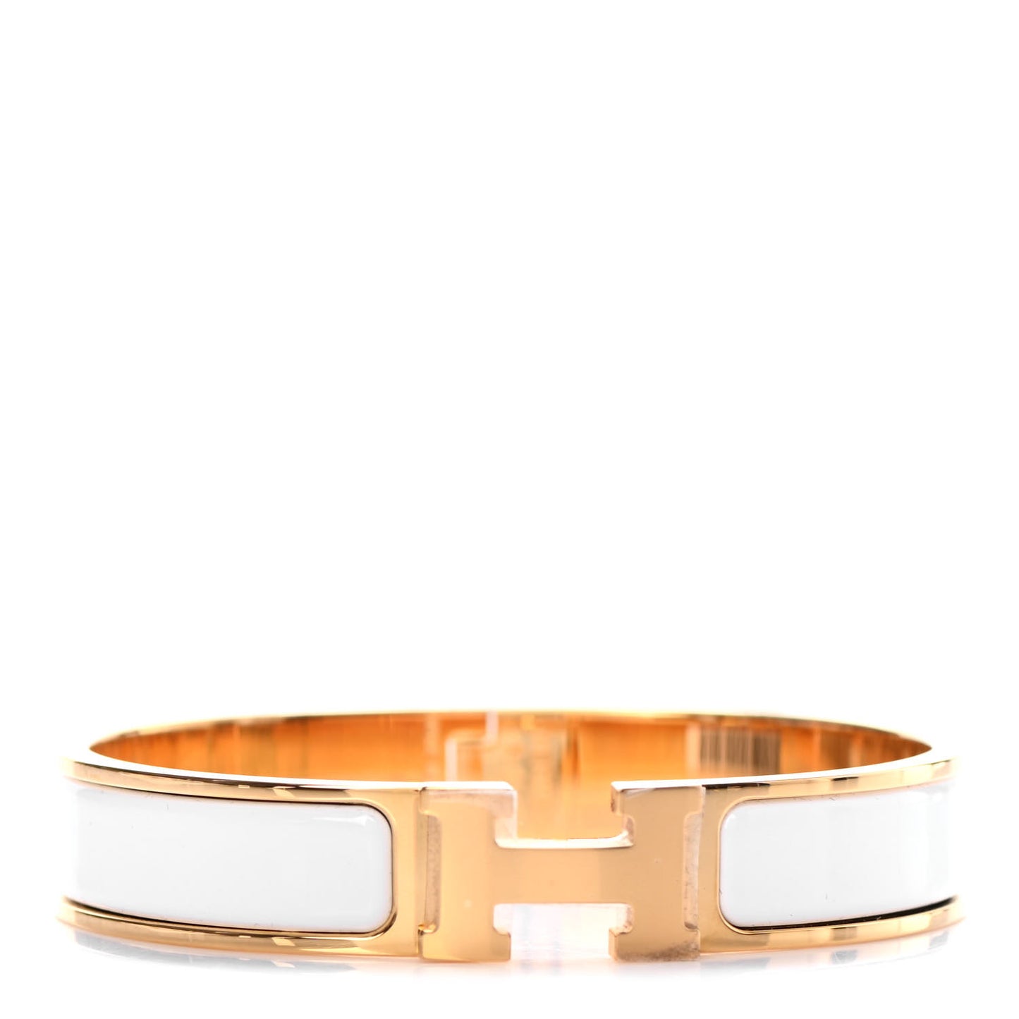Enamel Narrow Clic Clac H Bracelet GM White
