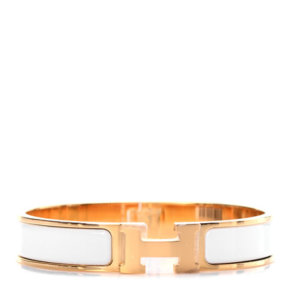Hermes Enamel Narrow Clic Clac H Bracelet GM White 1 of 4