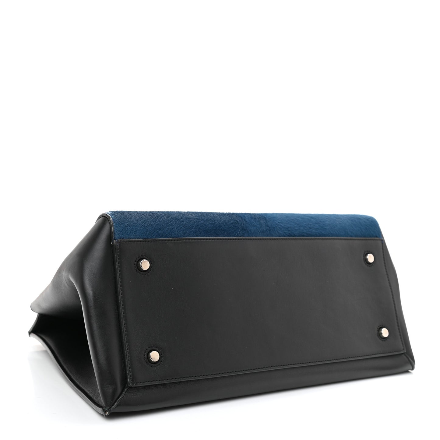Pony Hair Large Edge Shoulder Bag Ocean Blue