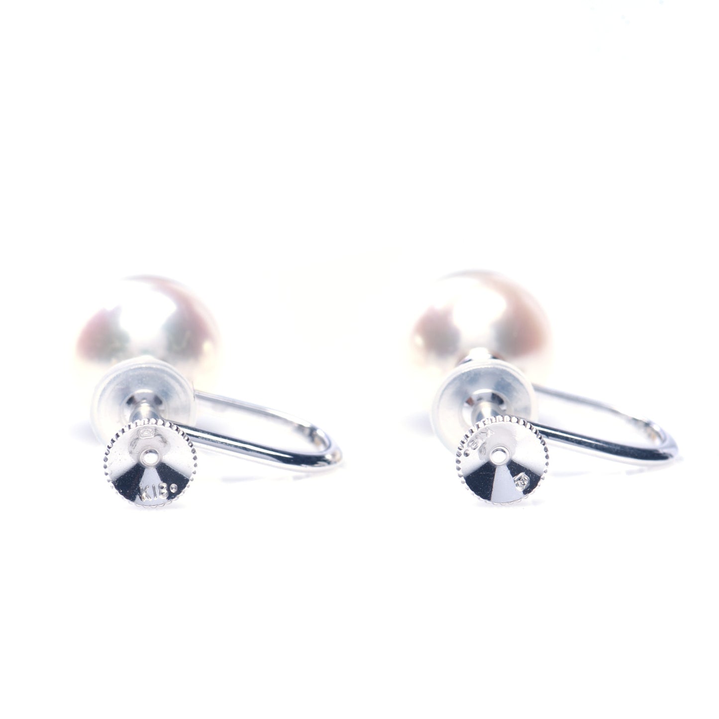 18K White Gold 8.8mm Akoya Pearl Screw Back Earrings