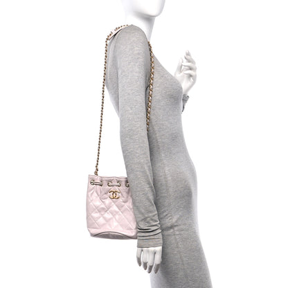Chanel Shiny Aged Calfskin CC Chain Drawstring Bag Light Purple 2 of 10