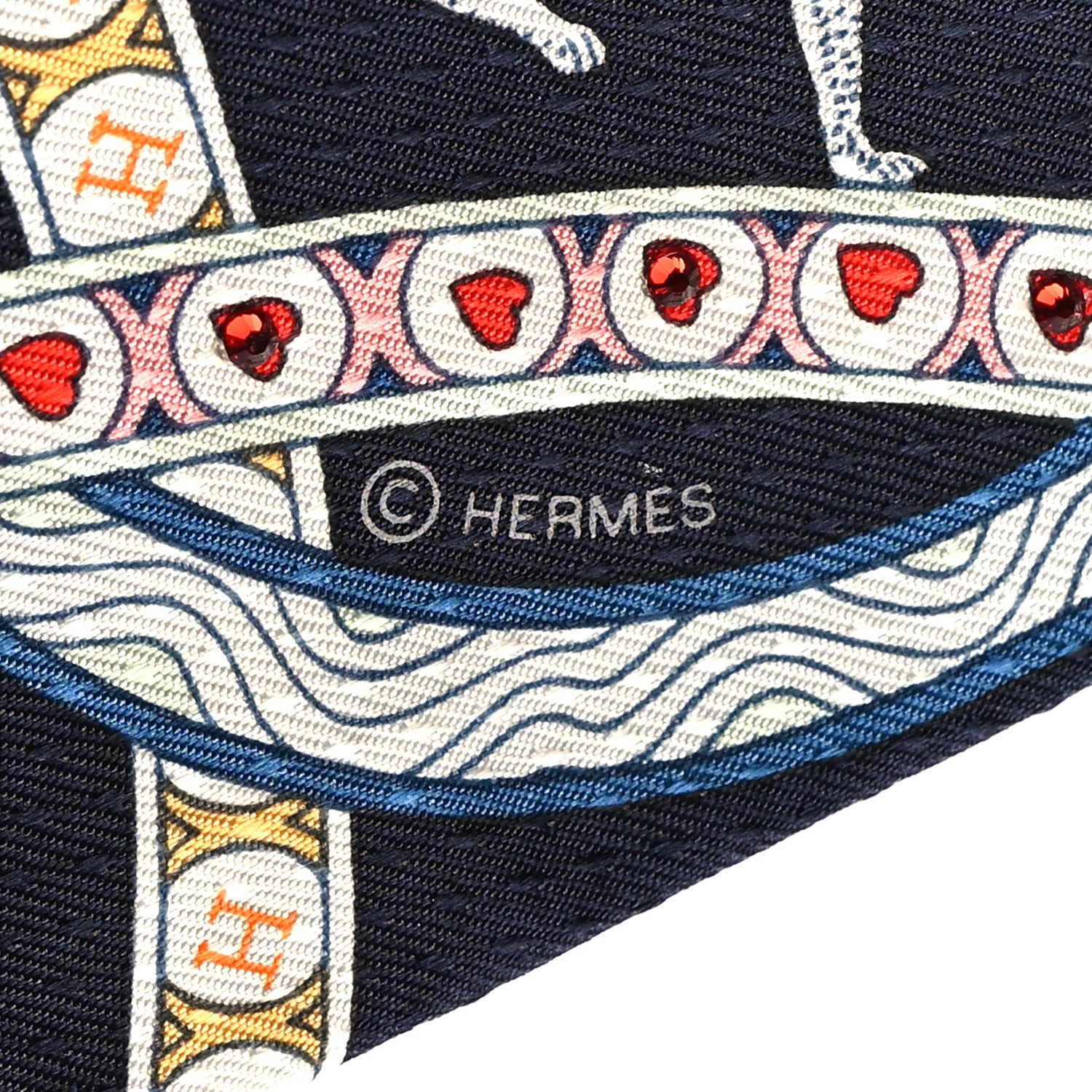 Hermes Silk Dame de Coeur Twilly Black Rouge Or 4 of 4