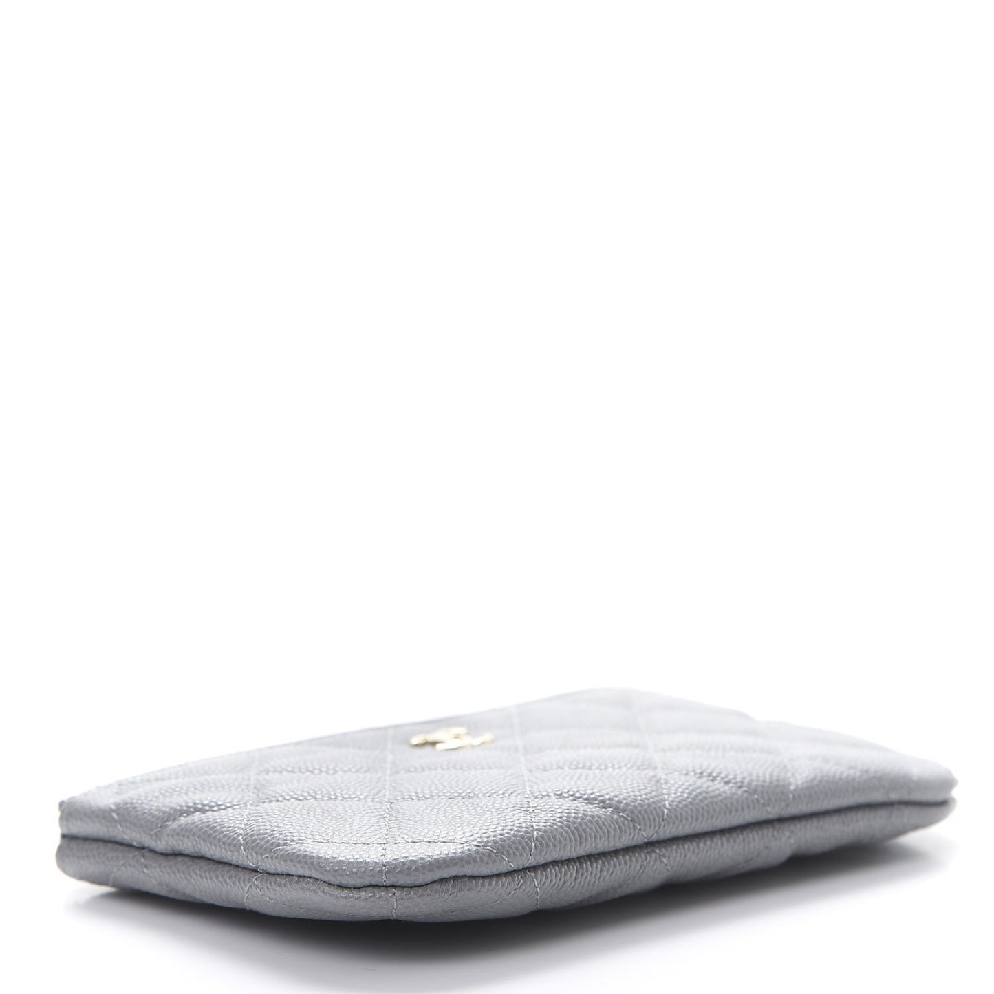 Caviar Quilted Small Cosmetic Case Grey