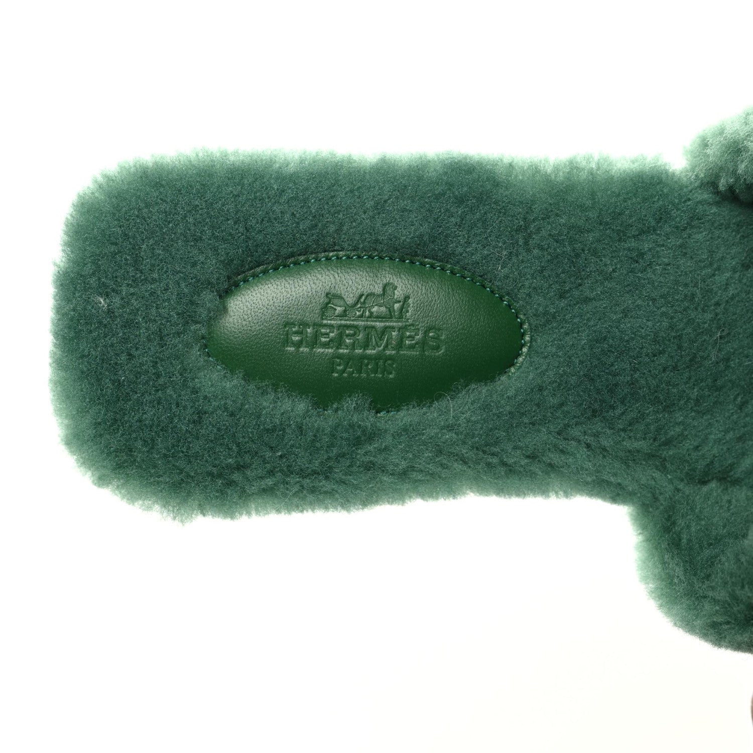 Hermes Woolskin Oran Sandals 36.5 Vert Anglais 6 of 8