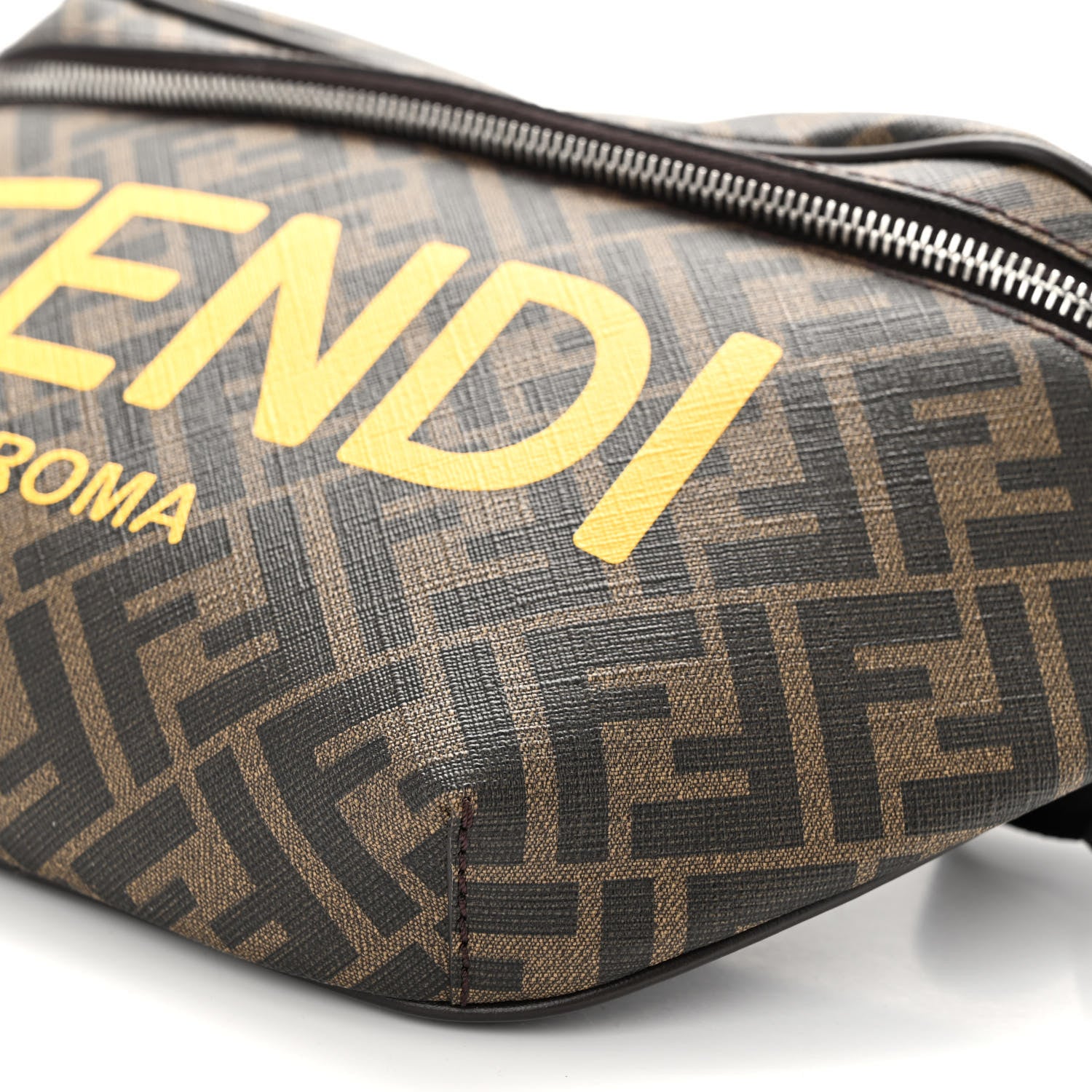 Fendi Shiny Glazed Fabric Vitello Cover FF 1974 Logo Belt Bag Tobacco Moro Giallo Ebano 9 of 9