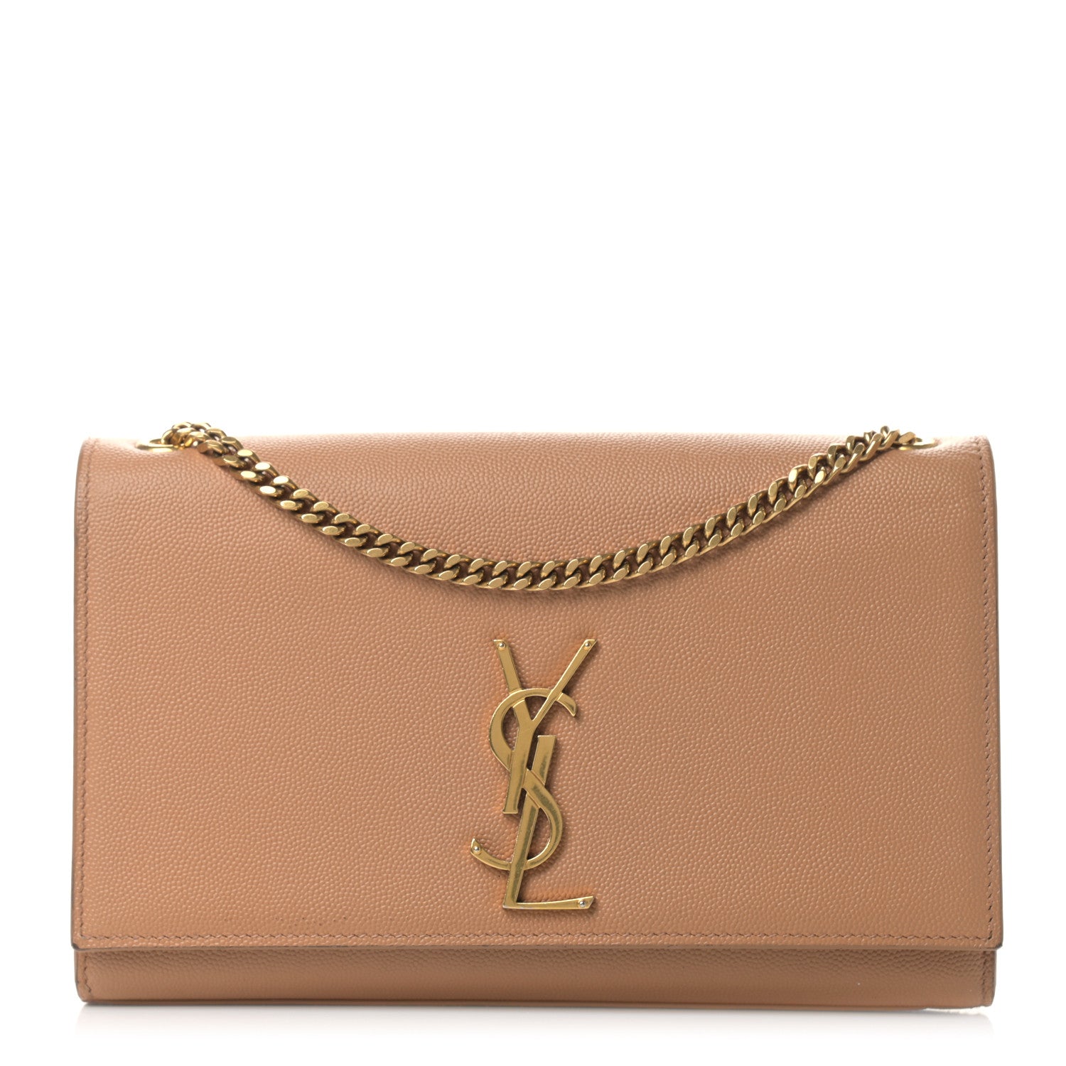 Saint Laurent Grain De Poudre Medium Monogram Kate Satchel Dark Beige 1 of 13