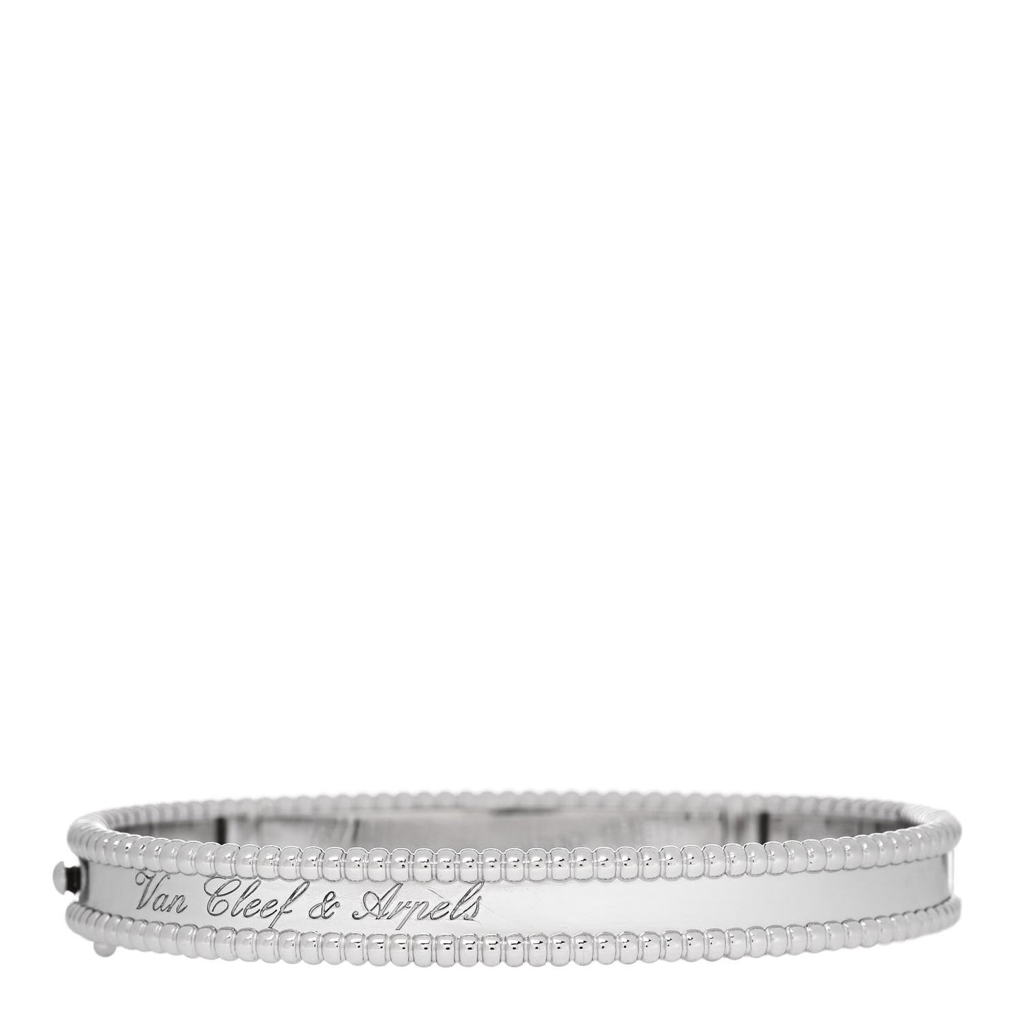 18K White Gold Perlee Signature Bangle Bracelet M