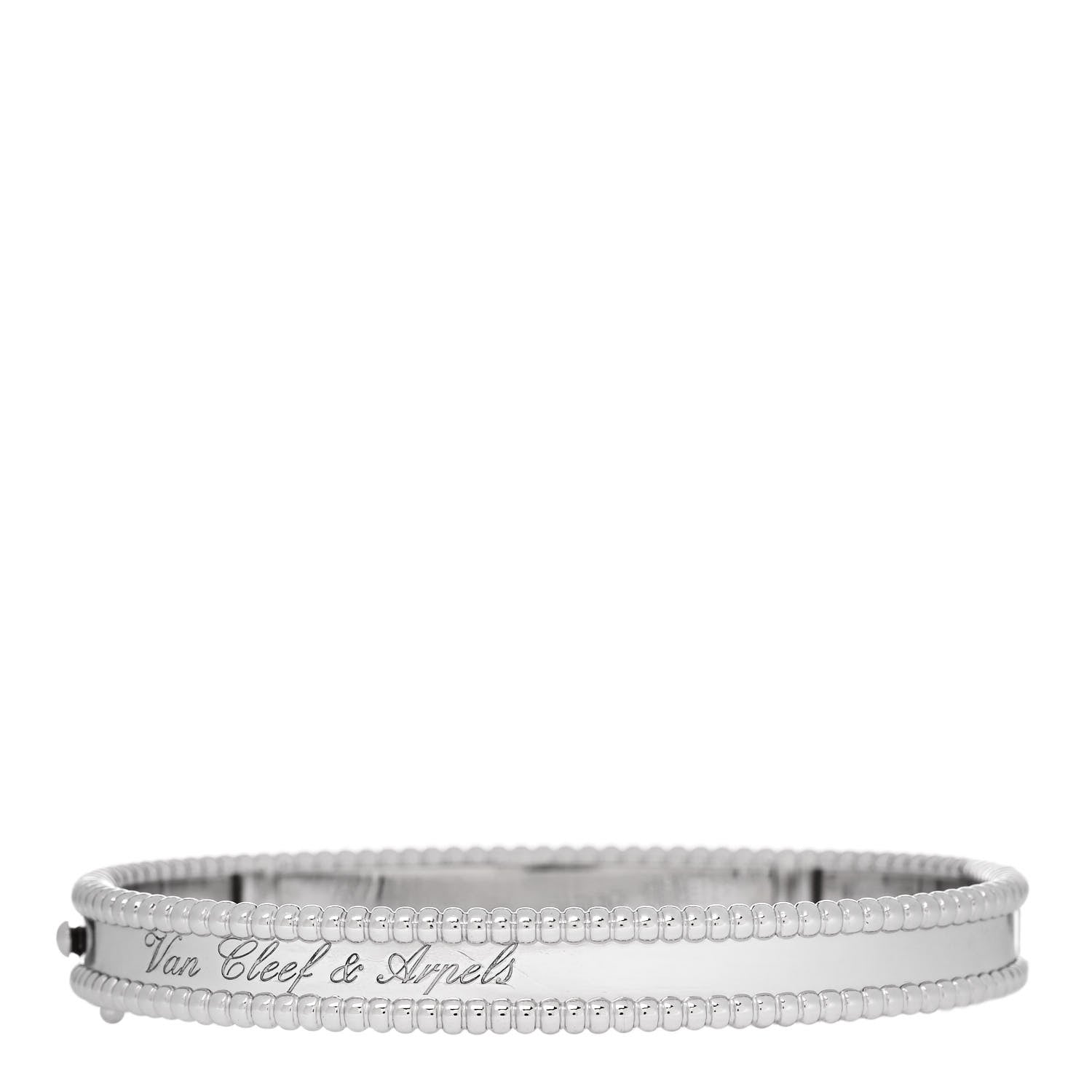 Van Cleef & Arpels 18K White Gold Perlee Signature Bangle Bracelet M 2 of 4