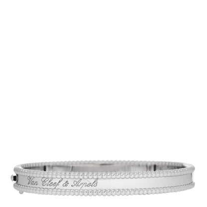 Van Cleef & Arpels 18K White Gold Perlee Signature Bangle Bracelet M 2 of 4