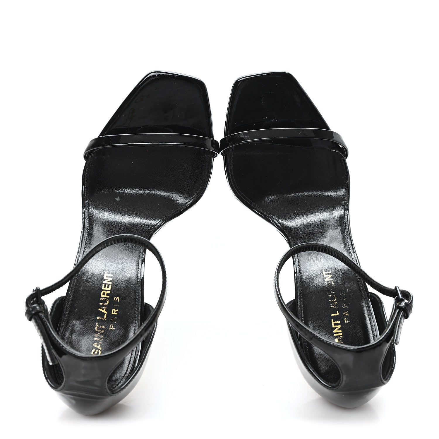 Saint Laurent Patent Calfskin Opyum 110 Sandals 37 Black Gold 2 of 9