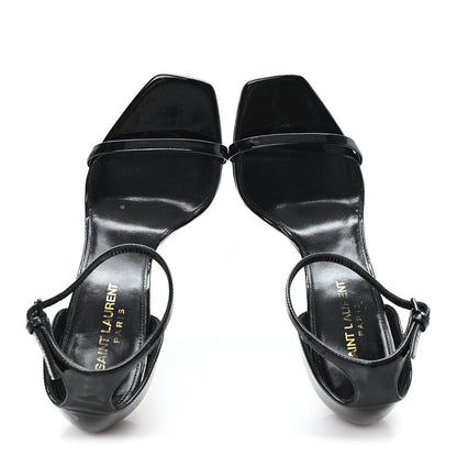 Saint Laurent Patent Calfskin Opyum 110 Sandals 37 Black Gold 2 of 9