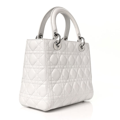 Christian Dior Lambskin Cannage Medium Lady Dior White 4 of 21
