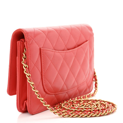 Chanel Lambskin Quilted Wallet On Chain WOC Red 3 of 13