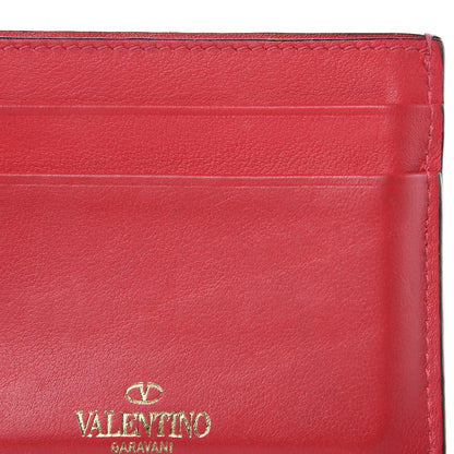 Valentino Garavani Vitello Rockstud Card Holder Deep Coral 8 of 10