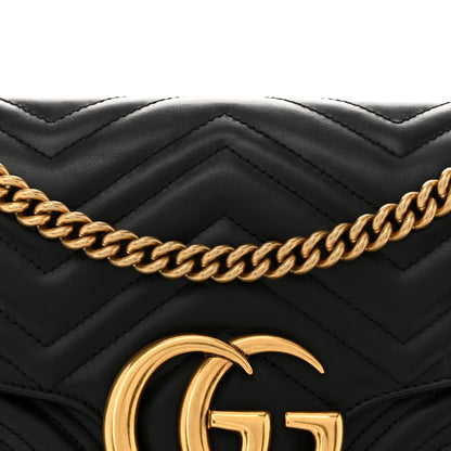 Gucci Calfskin Matelasse Medium GG Marmont Shoulder Bag Black 14 of 23